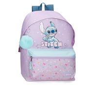Disney Joumma Lovely Stitch Zaino scuola zaino per bambini realizzato in poliestere, spalline larghe e regolabili che si adattano, tasca frontale., Viola, Zaino 44