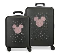 Disney Joumma Mickey Studs Set di valigie Nero 55/65 cm Rigida ABS Chiusura a combinazione laterale 91L 6 kg 4 ruote doppie bagaglio mano, Nero, Set di valigie