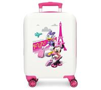 Disney Joumma Minnie Party Valigia da cabina bianca Valigia per bambini, rigida ABS, chiusura a combinazione laterale, 28,4 l, 2 kg, 4 ruote doppie bagaglio a mano, Parigi, Valigia 50