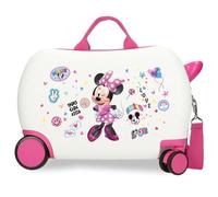 Joumma Disney Minnie Party Valigia da cabina bianca Valigia per bambini, rigida ABS, chiusura a combinazione laterale, 28,4 l, 2 kg, 4 ruote doppie bagaglio a mano, Party, Valigia per bambini