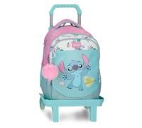 Joumma Disney Stitch Little Destruction Zaino Scuola Doppio scomparto con carrello 15,6" Pollici Turchese Verde 28x42x14 cm PVC 16,46L