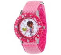 Disney Jr. Kids Lunetta in acciaio inox Time Teacher analogico cinturino in nylon orologio, rosa, No Size, Cinturino