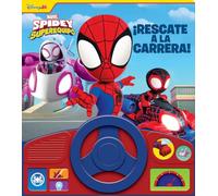 DISNEY JR. MARVEL - SPIDEY Y SU SUPEREQUIPO - RESCATE A LA CARRERA! LIBRO SONORO CON VOLANTE - LIBRO INTERACTIVO CON 13 BOTONES DE SONIDOS - PI KIDS