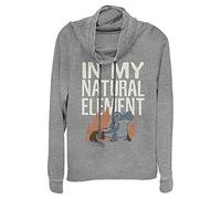 Disney Junior's Frozen 2 Salamander Woodcut Women's Long Sleeve Cowl Neck Pullover, Gray Heather, X-Large