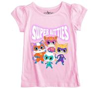 Disney Juniors Super Kitties - Maglietta a maniche corte da ragazza, motivo: Ginny, Sparks, Bitsy, Buddy, Rosa Chiaro(01), 6