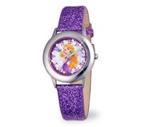 Disney Kids W000409 Tween Rapunzel Orologio da bambino in acciaio inossidabile e cinturino glitterato viola, argento/acciaio, orologi per bambini, Argento/acciaio., Orologi per bambini