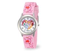 Disney Kids' W000863 Princess Time Teacher Stainless Steel Watch with Pink Nylon Band