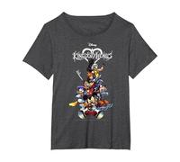 Disney Kingdom Hearts Group Shot Action Pose Logo Maglietta, Donna plus-size, Grigio Scuro, 1X