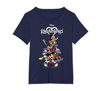 Disney Kingdom Hearts Group Shot Action Pose Logo Maglietta, Donna plus-size, Navy, 1X