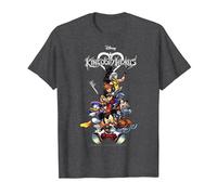 Disney Kingdom Hearts Group Shot Action Pose Logo Maglietta, Uomo, Grigio Scuro, 5XL