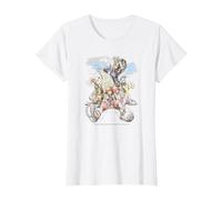 Disney Kingdom Hearts Group Shot Deep Dive Sketch Maglietta, Donna, Bianco, XL