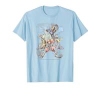 Disney Kingdom Hearts Group Shot Deep Dive Sketch Maglietta, Uomo, Celeste, XL