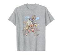 Disney Kingdom Hearts Group Shot Deep Dive Sketch Maglietta, Uomo, Grigio Melange, 6XL
