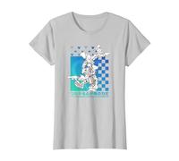 Disney Kingdom Hearts Sora Donald Goofy Kanji Checkerboard Maglietta, Donna, Argento, XS