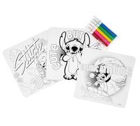 Disney Kit da Disegno Stitch Set con 5 Pennarelli e 3 Fogli con Disegni Diversi