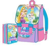 Disney Kit Scuola School Pack Zaino Estensibile + Astuccio 3 Zip Principesse Palace Luxury Edizione Nuova