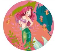 Disney Komar DOT Carta da parati fotografica in tessuto non tessuto rotonda e autoadesiva, di Ariel Happy Coral, diametro 125 cm, motivo: sirena, carta da parati per bambini, per camera dei bambini, DD1-017