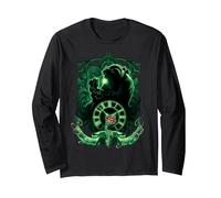 Disney La Bella e la Bestia Silhouette verde di Belle e Bestia Maglia a Manica, Unisex per adulti, Nero, S
