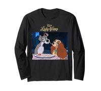 Disney Lady And The Tramp Spaghetti Distressed Ritratto Maglia a Manica