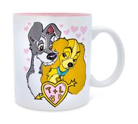 Disney Lady e Il Vagabondo Doodle Schizzo Cuori Ceramica Tazza Contiene 591ml