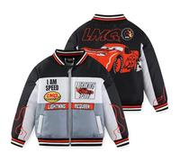 Disney Lightning McQueen Letterman Varsity - Bomber da ragazzo con cerniera, nero, 4