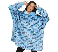 Disney Lilo and Stitch - Felpa con cappuccio da donna, completamente foderata, in pile, oversize, colore: blu