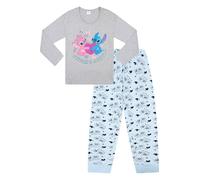 Disney Lilo and Stitch - Pigiama lungo da bambina Stitch & Angel, Grigio, 7-8 Years