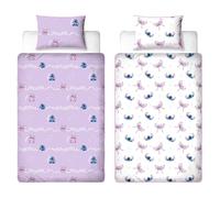 Disney Lilo and Stitch - Set copripiumino singolo con licenza ufficiale, design freddo, reversibile, 2 lati, con federa coordinata, perfetto per la camera dei bambini, in policotone