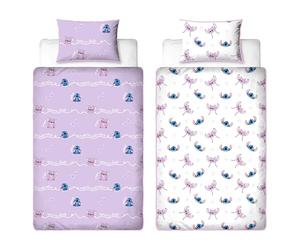 Disney Lilo and Stitch - Set copripiumino singolo con licenza ufficiale, design freddo, reversibile, 2 lati, con federa coordinata, perfetto per la camera dei bambini, in policotone