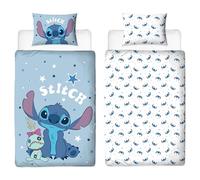 Disney Lilo and Stitch - Set copripiumino singolo con licenza ufficiale, design paradiso blu, double-face, con federa coordinata, perfetto per la camera dei bambini, in policotone