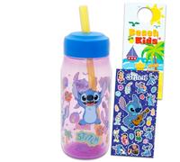 Disney Lilo and Stitch - Set di borracce e bicchieri con Stitch e cannuccia e adesivi, più bicchieri