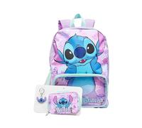 Disney Lilo and Stitch - Zaino per bambini, 3 pezzi, con borsa, portafoglio e portachiavi