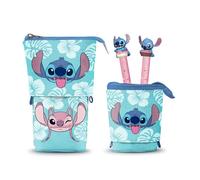 Disney Lilo e Stitch Aloha-Astuccio Cute + 2 Penne Gel Cancellabili, Blu, 11,5 x 17 cm