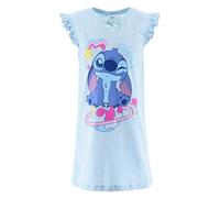 Disney Lilo e Stitch Camicia da Notte Estiva per Bambina, 100% Cotone, con Volant (Azzurro, 3 Anni)