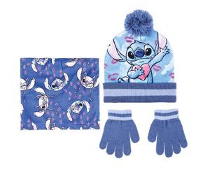 Disney Lilo e Stitch da 3-7anni Cappello Pompon con Scaldacollo Guanti Invernale