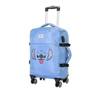 Disney Lilo e Stitch Face-Valigia da Cabina 4 Ruote, Blu, 20 x 40 x 55 cm, Capacità 44 L