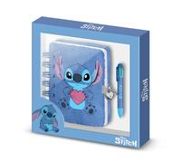 Disney Lilo e Stitch Heart-Confezione con Diario Plush + Penna 6 Colori, Blu