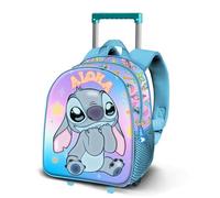 Disney Lilo e Stitch Mischievous-Zainetto 3D con Ruote Piccolo, Blu, 26 x 34 cm, Capacità 7 L