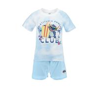 Disney Lilo e Stitch - Pigiama Stitch Surf Club a Maniche Corte e Pantaloncino in Cotone da Donna (IT, Testo, L, Regular, Regular, Blu)