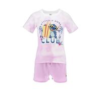 Disney Lilo e Stitch - Pigiama Stitch Surf Club a Maniche Corte e Pantaloncino in Cotone da Donna (IT, Testo, XL, Regular, Regular, Rosa)