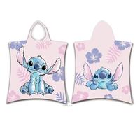 Jerry Fabrics Asciugamano Poncho con Cappuccio Lilo & Stitch Cotone Rosa 50 x 115 cm Bambini