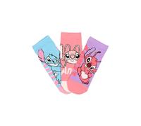 Disney Lilo e Stitch Set 3 Paia di Calzini in Cotone per Bambine e Ragazze, Multicolore con Personaggi Stitch e Angel (IT, Numero, 23, 26, Lilla)