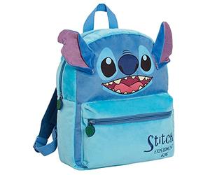 Disney Lilo e Stitch - Zaino in peluche per bambini, zaino per la scuola, 3D, con porta pranzo e per libri, regalo, Blu, Taglia unica