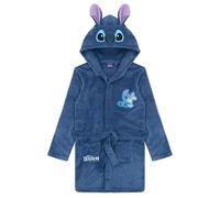 Disney Lilo & Stitch - Accappatoio da bambina in pile con cappuccio e orecchie, da 128 a 176 cm, Blu scuro, 164