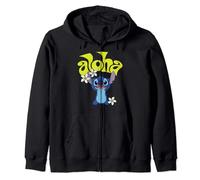 Disney Lilo & Stitch Aloha Happy Hawaiian Style Floral Logo Felpa con Cappuccio