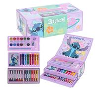 Disney Lilo & Stitch Art Set per bambini - Kit completo per la scuola | Valigetta da 52 pezzi di cancelleria (27,7 x 14 x 12,7 cm) con penne colorate, pastelli, matite e altro | Valigia da disegno