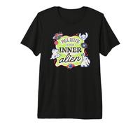Disney Lilo & Stitch Believe In Your Inner Alien Retro Logo Maglietta premium