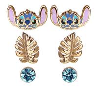 Disney Lilo & Stitch SF00262YRQL.PH - Set di 3 orecchini colorati blu e oro, One Size, Ottone