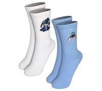 Disney Lilo & Stitch - Calze da ginnastica da donna, confezione da 2, blu/bianco., 35-38