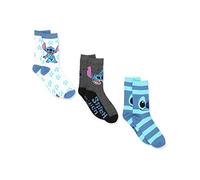 Disney Lilo & Stitch - Calzini da donna, confezione da 3, per adolescenti e adulti, Stitch Bianco/Blu, L